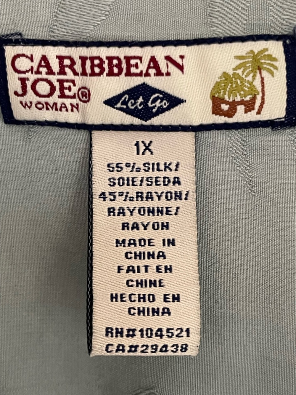 Caribbean Joe Sage Green Women's Blouse with Palm Logo - Picture 2 of 5